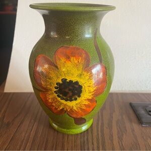 Mid Century Rosenthal Netter green glazed vase 8”